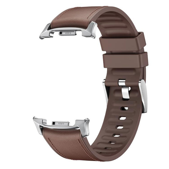 For Samsung Galaxy Watch8 / Watch8 Classic Metal Head Leather Skin Silicone Watch Band(Brown)