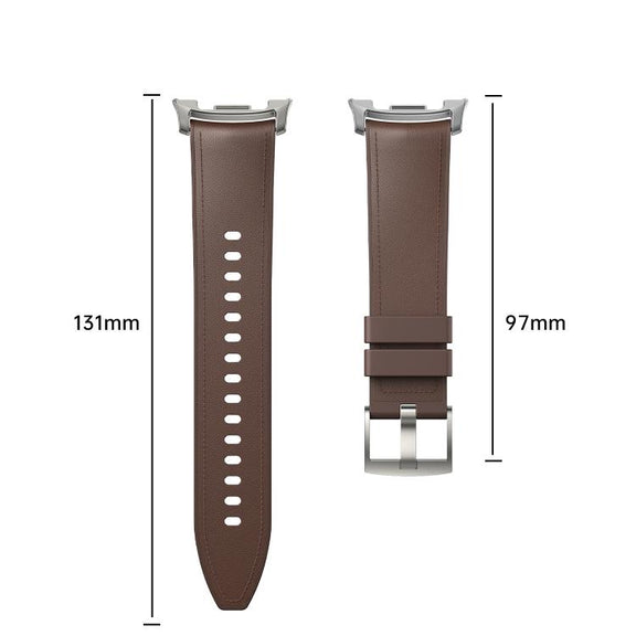For Samsung Galaxy Watch8 / Watch8 Classic Metal Head Leather Skin Silicone Watch Band(Brown)