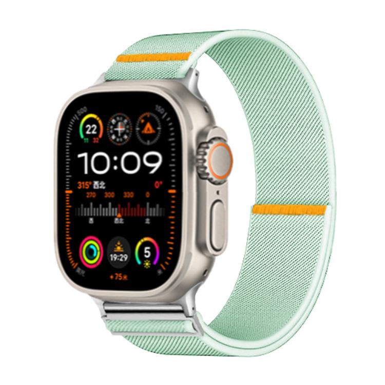 For Apple Watch 46mm / 49mm / 45mm / 44mm Adjustable Single Loop Elastic Nylon Watch Band(Mint Green)