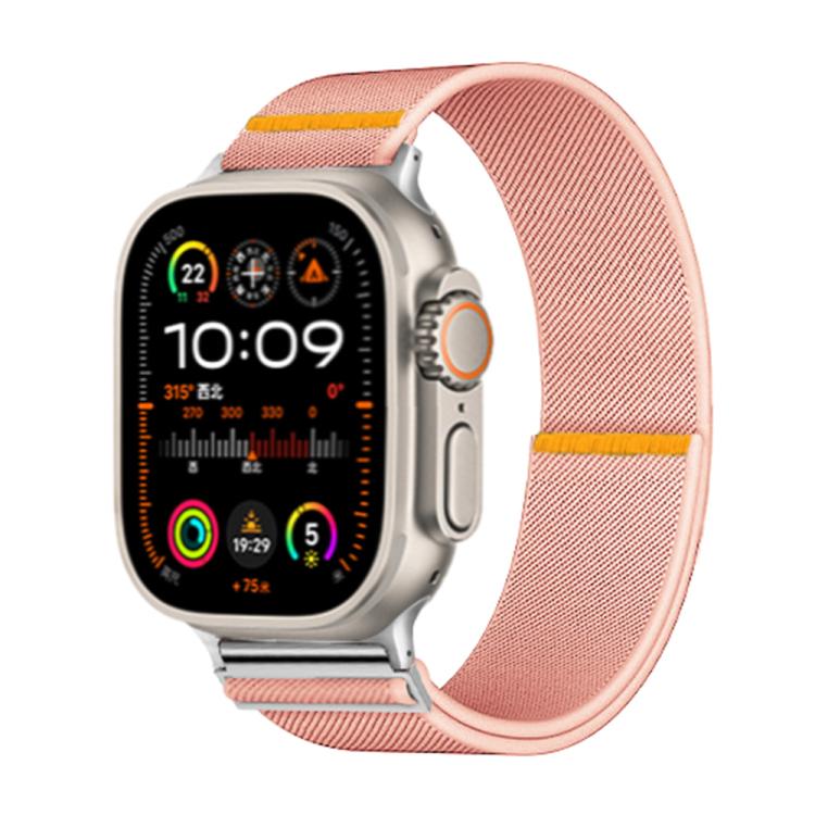 For Apple Watch 46mm / 49mm / 45mm / 44mm Adjustable Single Loop Elastic Nylon Watch Band(Pink)