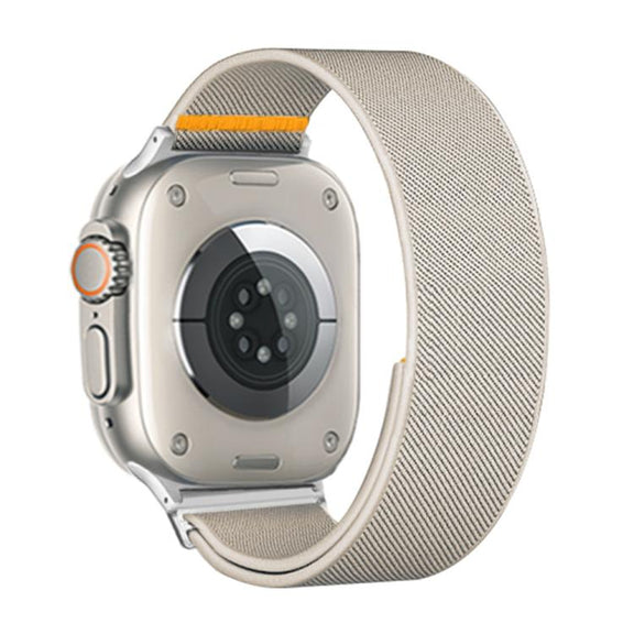 For Apple Watch 46mm / 49mm / 45mm / 44mm Adjustable Single Loop Elastic Nylon Watch Band(Starlight)