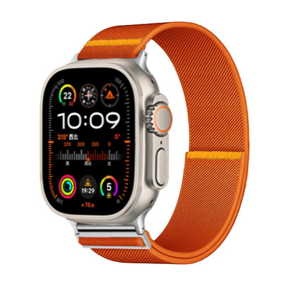 For Apple Watch 46mm / 49mm / 45mm / 44mm Adjustable Single Loop Elastic Nylon Watch Band(Orange)