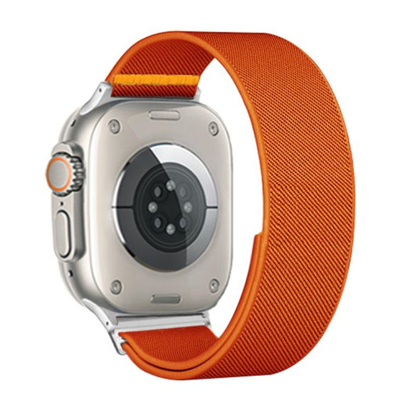 For Apple Watch 46mm / 49mm / 45mm / 44mm Adjustable Single Loop Elastic Nylon Watch Band(Orange)