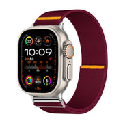 For Apple Watch 46mm / 49mm / 45mm / 44mm Adjustable Single Loop Elastic Nylon Watch Band(Burgundy)