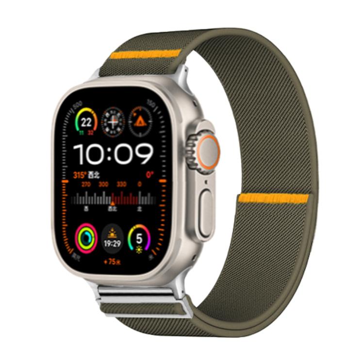 For Apple Watch 46mm / 49mm / 45mm / 44mm Adjustable Single Loop Elastic Nylon Watch Band(Army Green)
