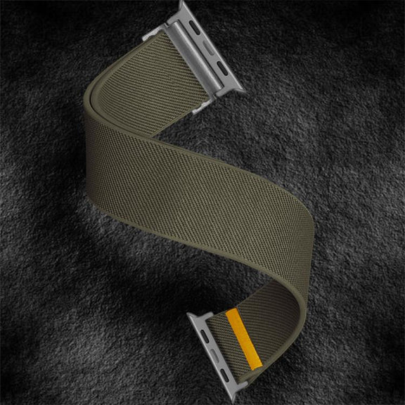 For Apple Watch 46mm / 49mm / 45mm / 44mm Adjustable Single Loop Elastic Nylon Watch Band(Army Green)