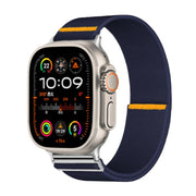 For Apple Watch 46mm / 49mm / 45mm / 44mm Adjustable Single Loop Elastic Nylon Watch Band(Dark Blue)