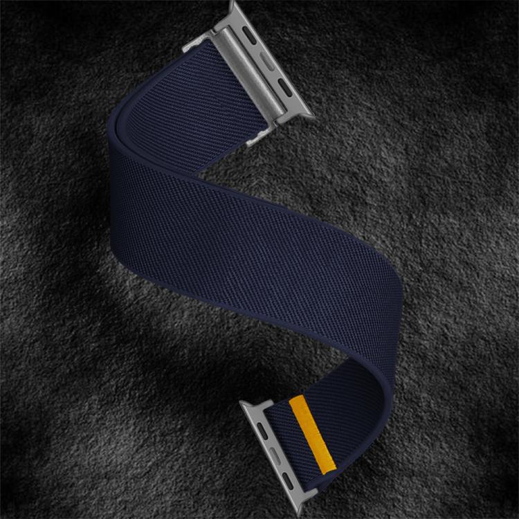 For Apple Watch 46mm / 49mm / 45mm / 44mm Adjustable Single Loop Elastic Nylon Watch Band(Dark Blue)