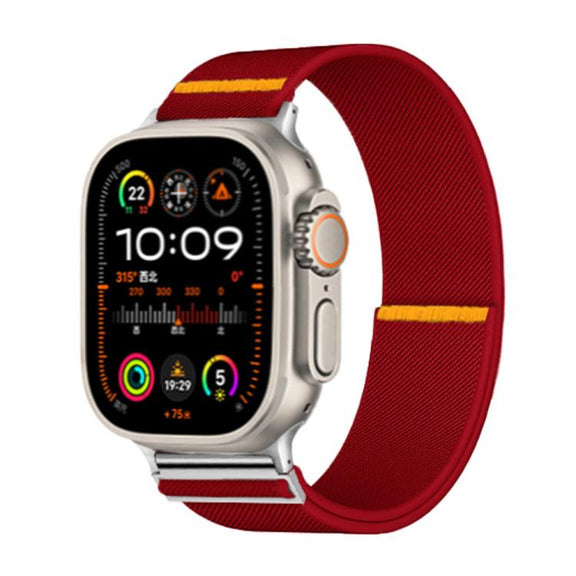 For Apple Watch 42mm / 41mm / 40mm / 38mm Adjustable Single Loop Elastic Nylon Watch Band(Red)
