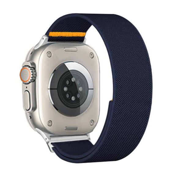 For Apple Watch 42mm / 41mm / 40mm / 38mm Adjustable Single Loop Elastic Nylon Watch Band(Dark Blue)