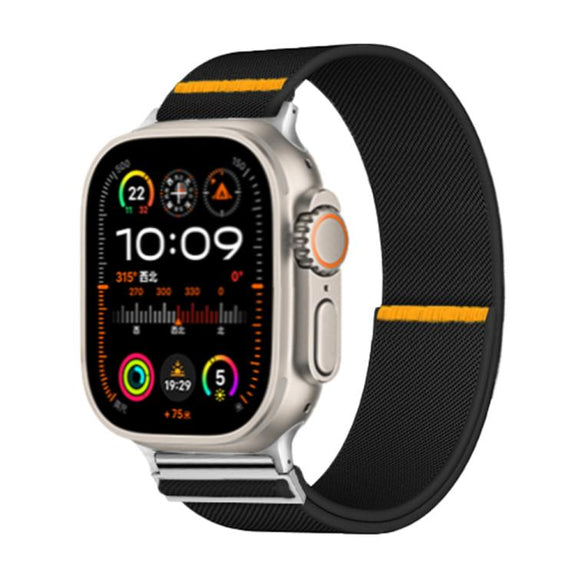 For Apple Watch 42mm / 41mm / 40mm / 38mm Adjustable Single Loop Elastic Nylon Watch Band(Black)