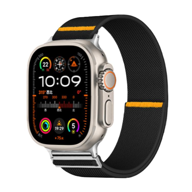 For Apple Watch 42mm / 41mm / 40mm / 38mm Adjustable Single Loop Elastic Nylon Watch Band(Black)