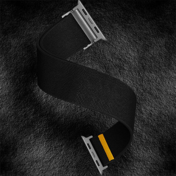 For Apple Watch 42mm / 41mm / 40mm / 38mm Adjustable Single Loop Elastic Nylon Watch Band(Black)