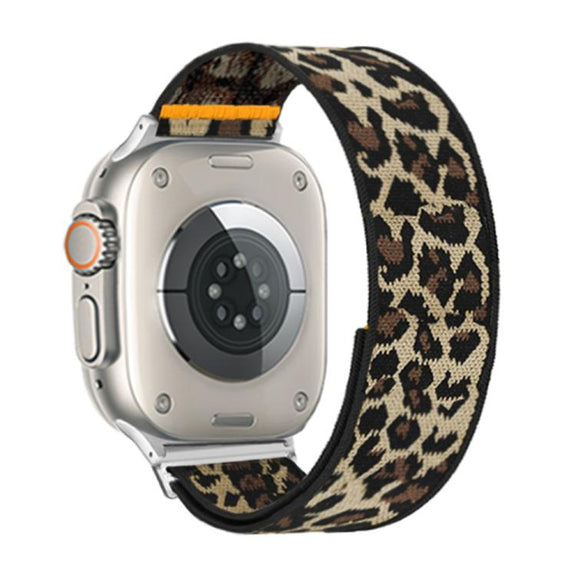 For Apple Watch 42mm / 41mm / 40mm / 38mm Adjustable Single Loop Elastic Nylon Watch Band(Leopard Print)