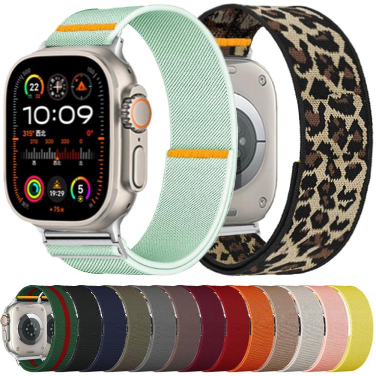 For Apple Watch 46mm / 49mm / 45mm / 44mm Adjustable Single Loop Elastic Nylon Watch Band(Dark Blue)