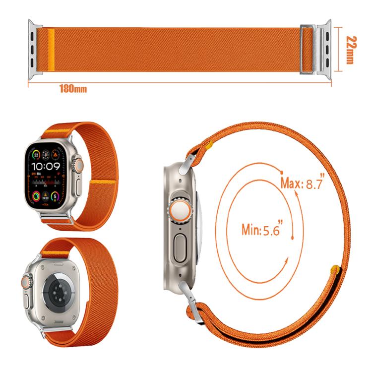 For Apple Watch 46mm / 49mm / 45mm / 44mm Adjustable Single Loop Elastic Nylon Watch Band(Dark Blue)