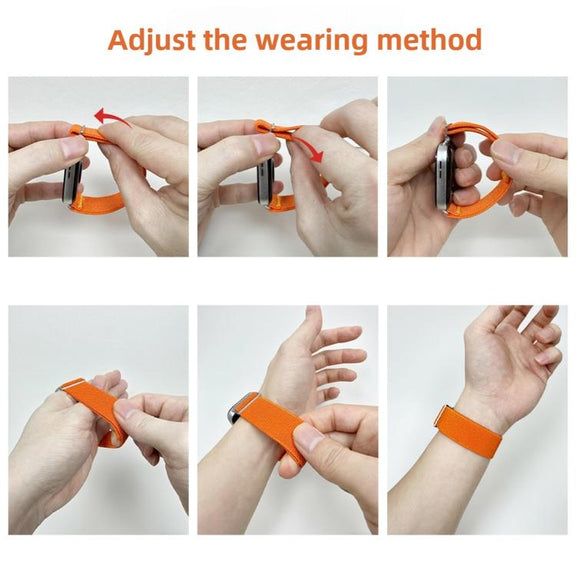 For Apple Watch 46mm / 49mm / 45mm / 44mm Adjustable Single Loop Elastic Nylon Watch Band(Yellow)