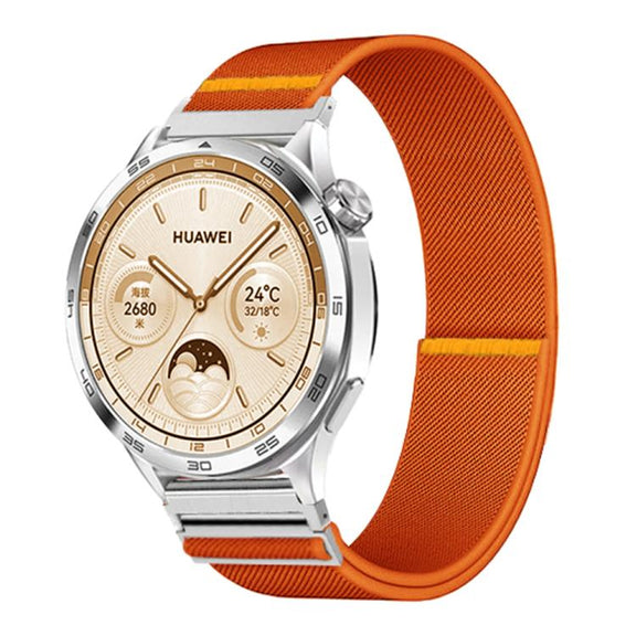 18mm Adjustable Single Loop Elastic Nylon Watch Band(Orange)
