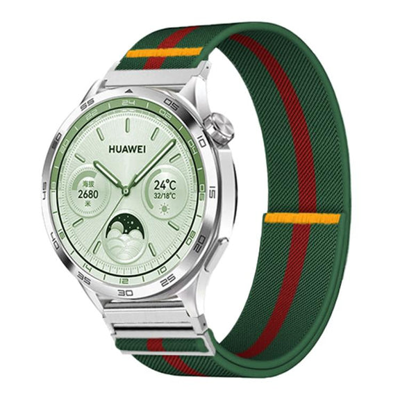 18mm Adjustable Single Loop Elastic Nylon Watch Band(Green Red)