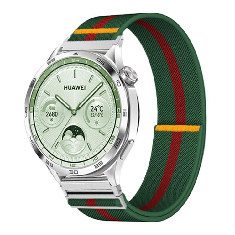 18mm Adjustable Single Loop Elastic Nylon Watch Band(Green Red)