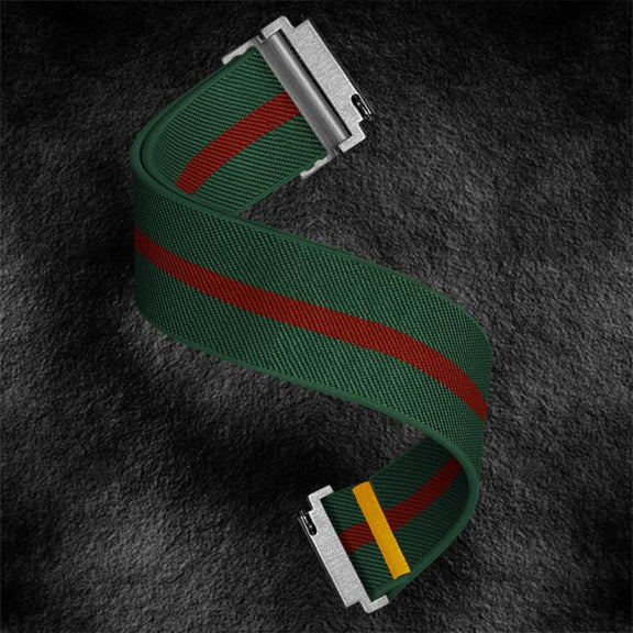 18mm Adjustable Single Loop Elastic Nylon Watch Band(Green Red)