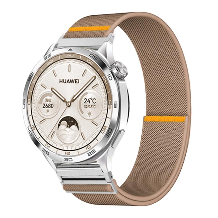 22mm Adjustable Single Loop Elastic Nylon Watch Band(Milk Tea)