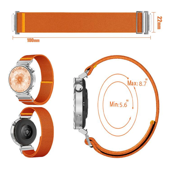 18mm Adjustable Single Loop Elastic Nylon Watch Band(Orange)