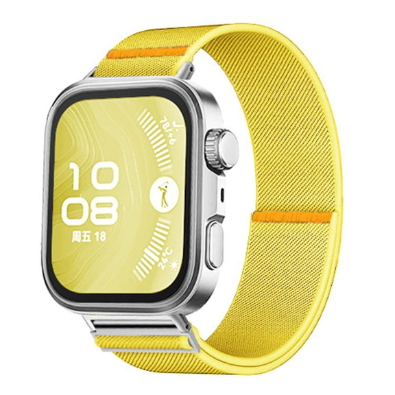 For Huawei Watch Fit3 / Fit4 / Fit4 Pro Adjustable Single Loop Elastic Nylon Watch Band(Yellow)