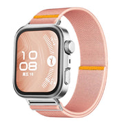 For Huawei Watch Fit3 / Fit4 / Fit4 Pro Adjustable Single Loop Elastic Nylon Watch Band(Pink)