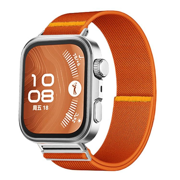For Huawei Watch Fit3 / Fit4 / Fit4 Pro Adjustable Single Loop Elastic Nylon Watch Band(Orange)
