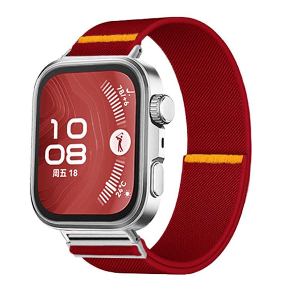 For Huawei Watch Fit3 / Fit4 / Fit4 Pro Adjustable Single Loop Elastic Nylon Watch Band(Red)