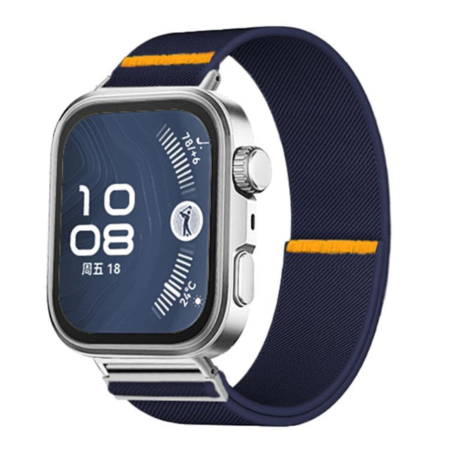 For Huawei Watch Fit3 / Fit4 / Fit4 Pro Adjustable Single Loop Elastic Nylon Watch Band(Dark Blue)