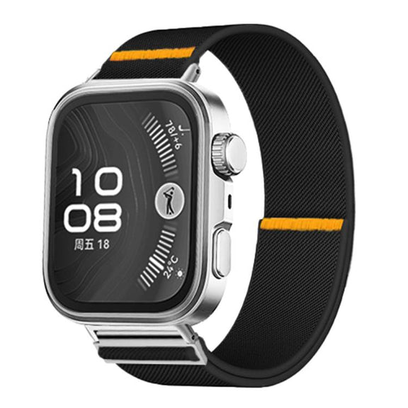 For Huawei Watch Fit3 / Fit4 / Fit4 Pro Adjustable Single Loop Elastic Nylon Watch Band(Black)