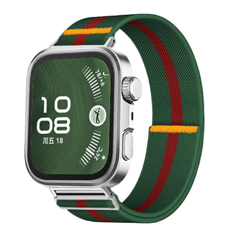 For Huawei Watch Fit3 / Fit4 / Fit4 Pro Adjustable Single Loop Elastic Nylon Watch Band(Green Red) - free shipping - PMC TechLife - Order now!