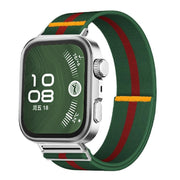 For Huawei Watch Fit3 / Fit4 / Fit4 Pro Adjustable Single Loop Elastic Nylon Watch Band(Green Red)