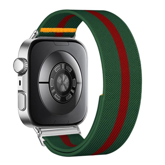 For Huawei Watch Fit3 / Fit4 / Fit4 Pro Adjustable Single Loop Elastic Nylon Watch Band(Green Red)