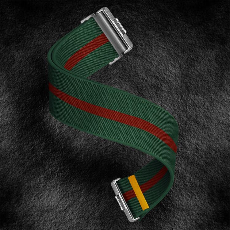 For Huawei Watch Fit3 / Fit4 / Fit4 Pro Adjustable Single Loop Elastic Nylon Watch Band(Green Red)