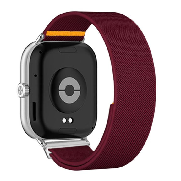 For Xiaomi Smart Band 9 Pro / Redmi Watch 5 Adjustable Single Loop Elastic Nylon Watch Band(Wine Red)