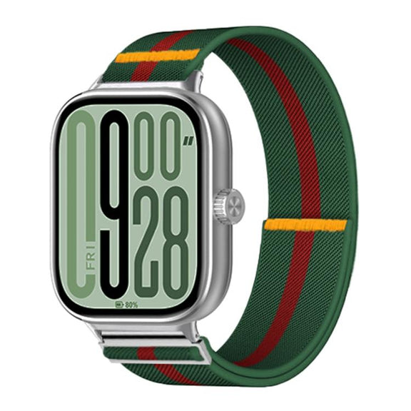 For Xiaomi Smart Band 9 Pro / Redmi Watch 5 Adjustable Single Loop Elastic Nylon Watch Band(Green Red)