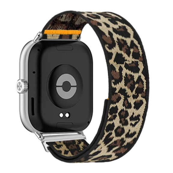 For Xiaomi Smart Band 9 Pro / Redmi Watch 5 Adjustable Single Loop Elastic Nylon Watch Band(Leopard Print)