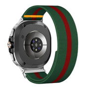 For Samsung Galaxy Watch8 / Watch8 Classic Adjustable Single Loop Elastic Nylon Watch Band(Green Red)