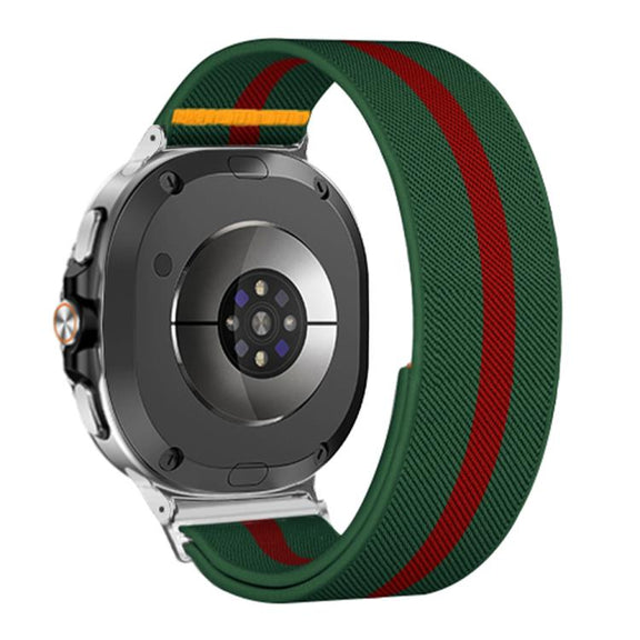 For Samsung Galaxy Watch8 / Watch8 Classic Adjustable Single Loop Elastic Nylon Watch Band(Green Red)