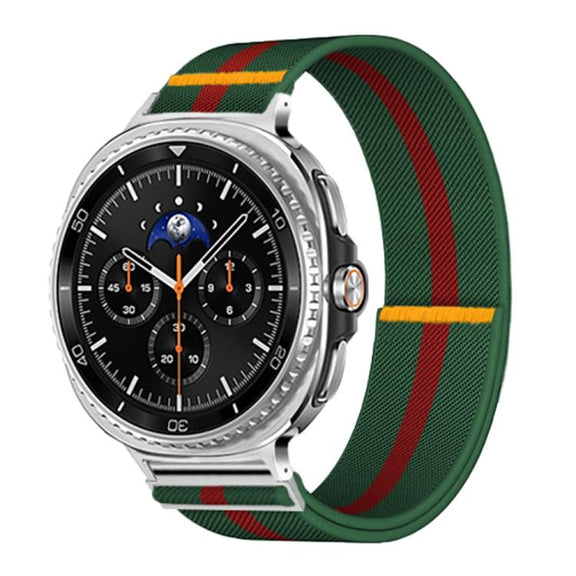 For Samsung Galaxy Watch8 / Watch8 Classic Adjustable Single Loop Elastic Nylon Watch Band(Green Red)