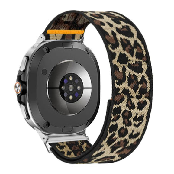 For Samsung Galaxy Watch8 / Watch8 Classic Adjustable Single Loop Elastic Nylon Watch Band(Leopard Print)