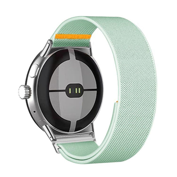 For Google Pixel Watch 3 45mm Adjustable Single Loop Elastic Nylon Watch Band(Mint Green)
