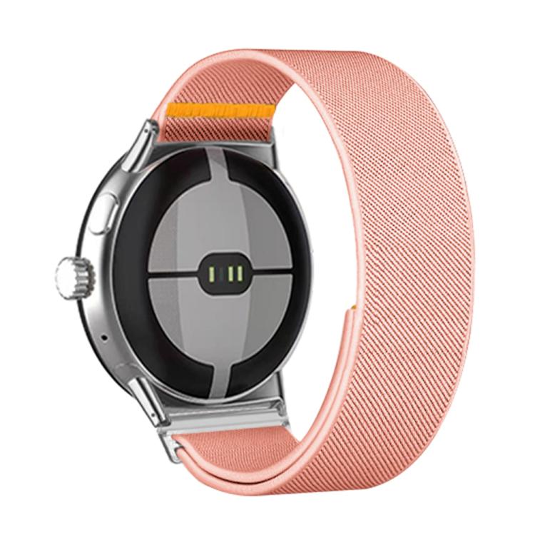 For Google Pixel Watch 3 45mm Adjustable Single Loop Elastic Nylon Watch Band(Pink)