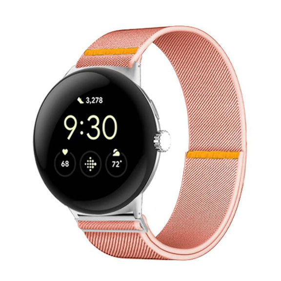 For Google Pixel Watch 3 45mm Adjustable Single Loop Elastic Nylon Watch Band(Pink)