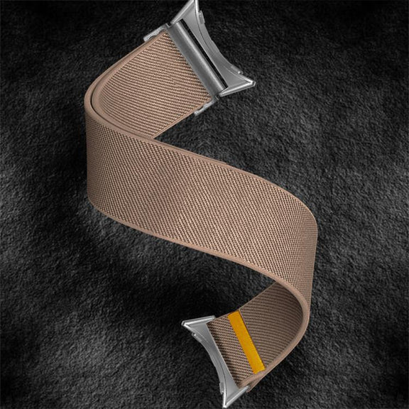 For Google Pixel Watch 3 45mm Adjustable Single Loop Elastic Nylon Watch Band(Milk Tea)