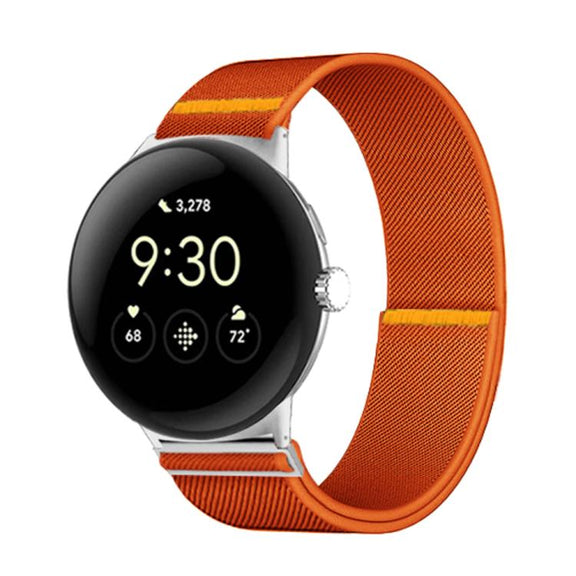 For Google Pixel Watch 3 45mm Adjustable Single Loop Elastic Nylon Watch Band(Orange)