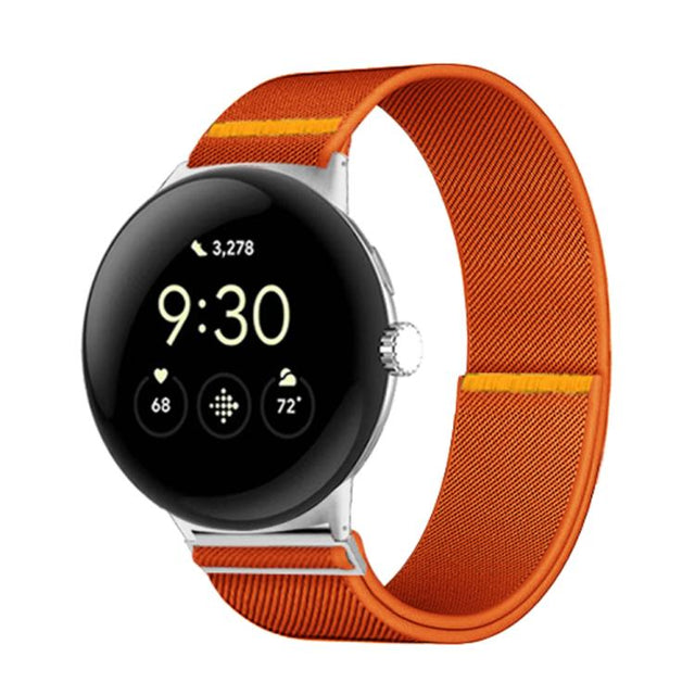 For Google Pixel Watch 3 45mm Adjustable Single Loop Elastic Nylon Watch Band(Orange)